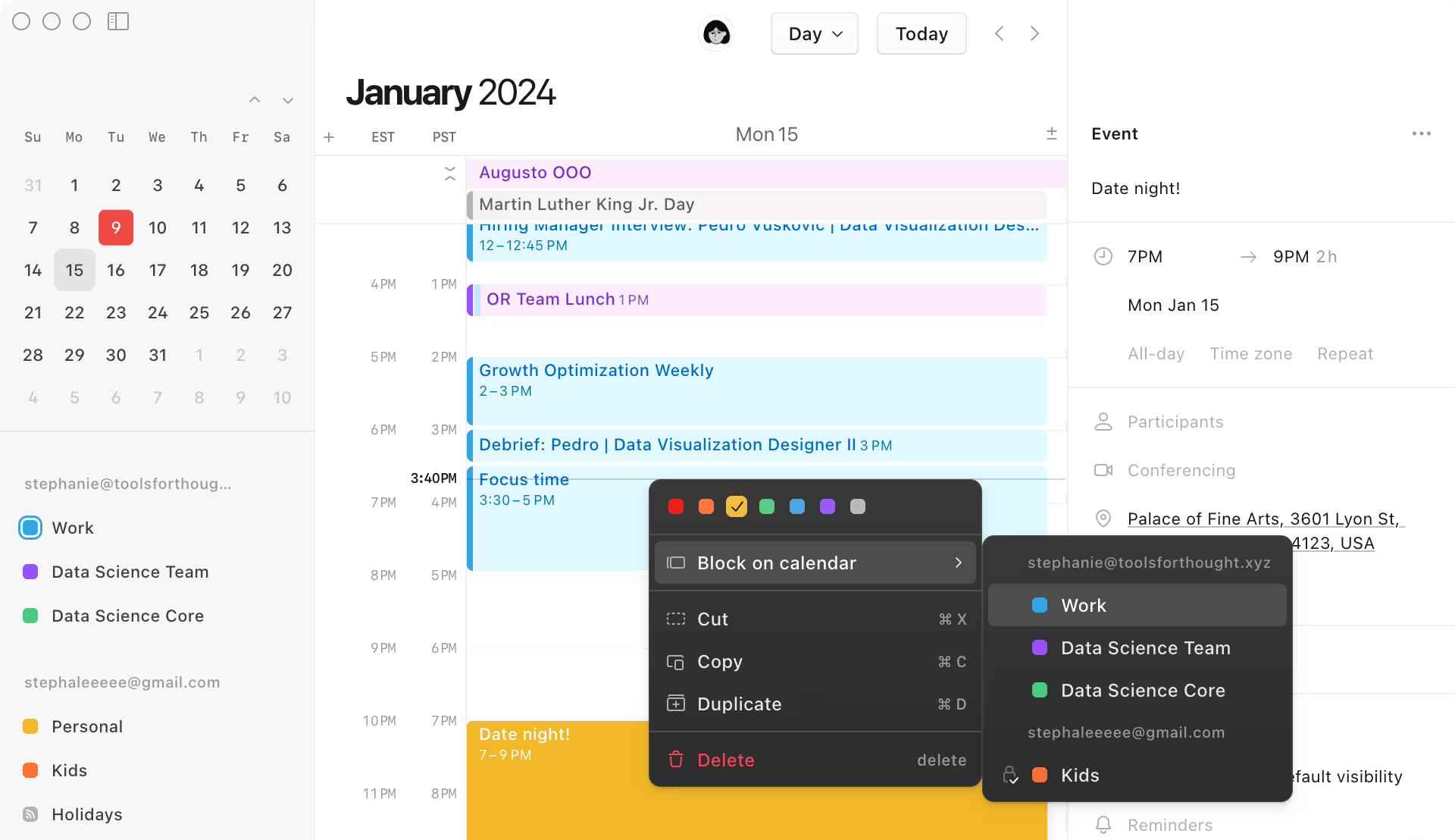 Work Life Calendar View